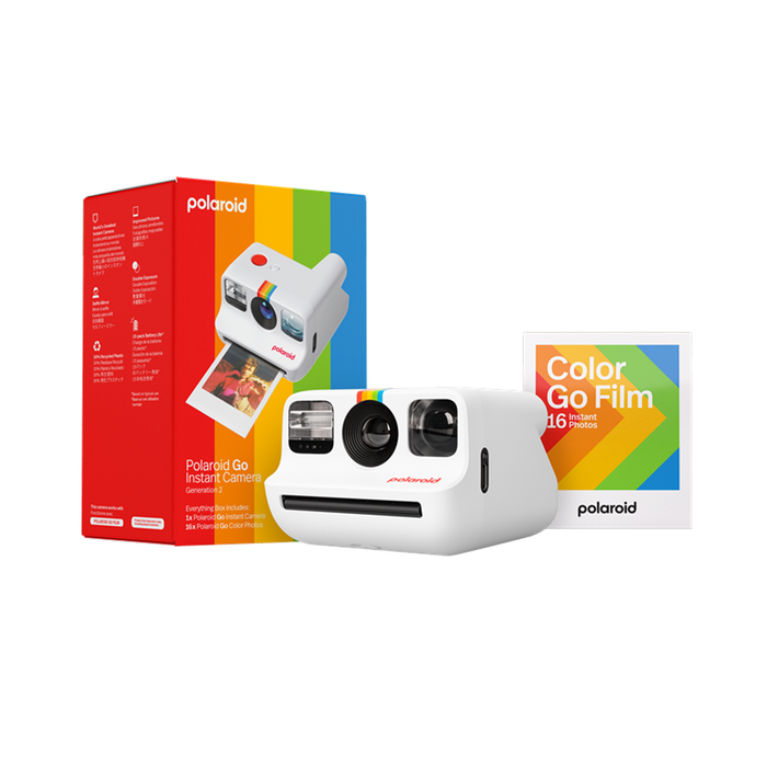 Polaroid Go Everything Box Generation 2CamerasCapture real life on the Go. Polaroids most portable, wearable, take anywhere-able Polaroid Go Generation 2 instant camera has been upgraded with a large aperture range, precise light sensor, and on-point-expo